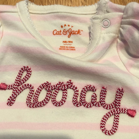 Cat & Jack Hooray! Footless Pink Outfit w/ Tutu NB - Picture 3 of 4